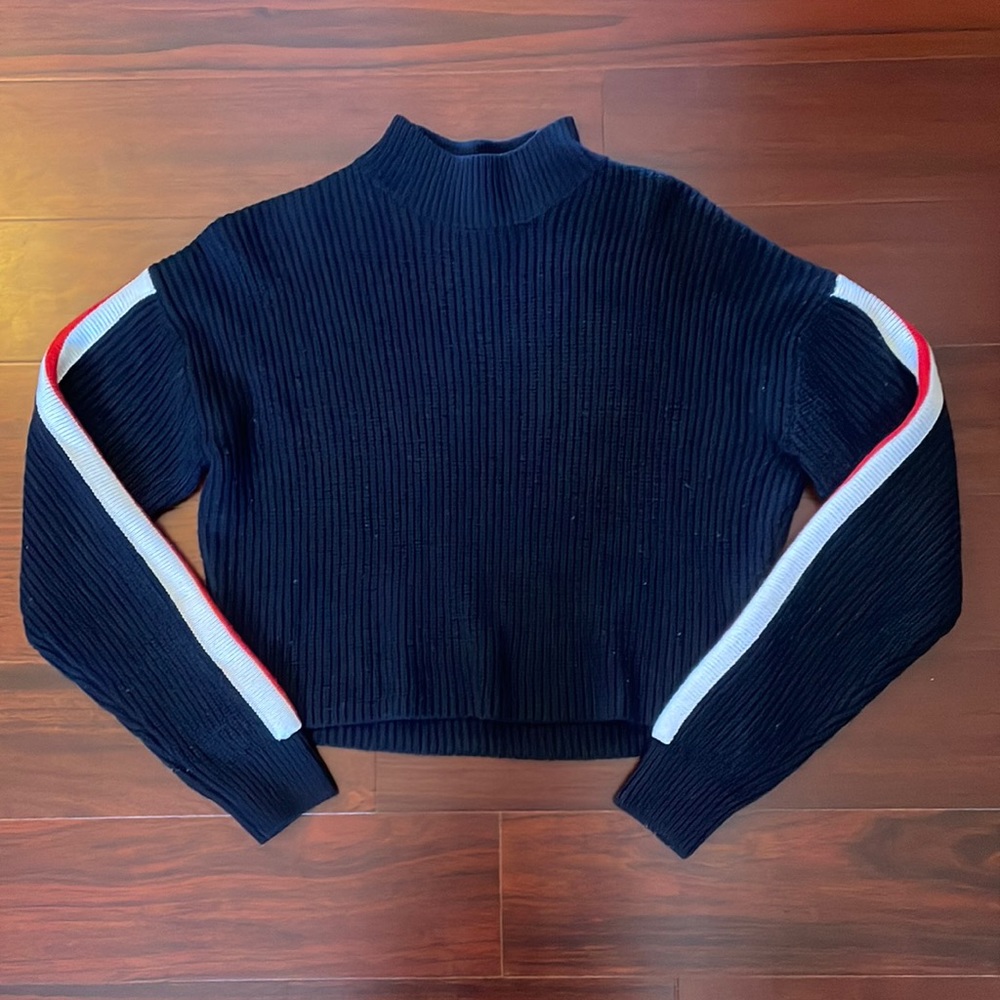 H&M Navy Long Sleeve Mock Turtleneck Sweater